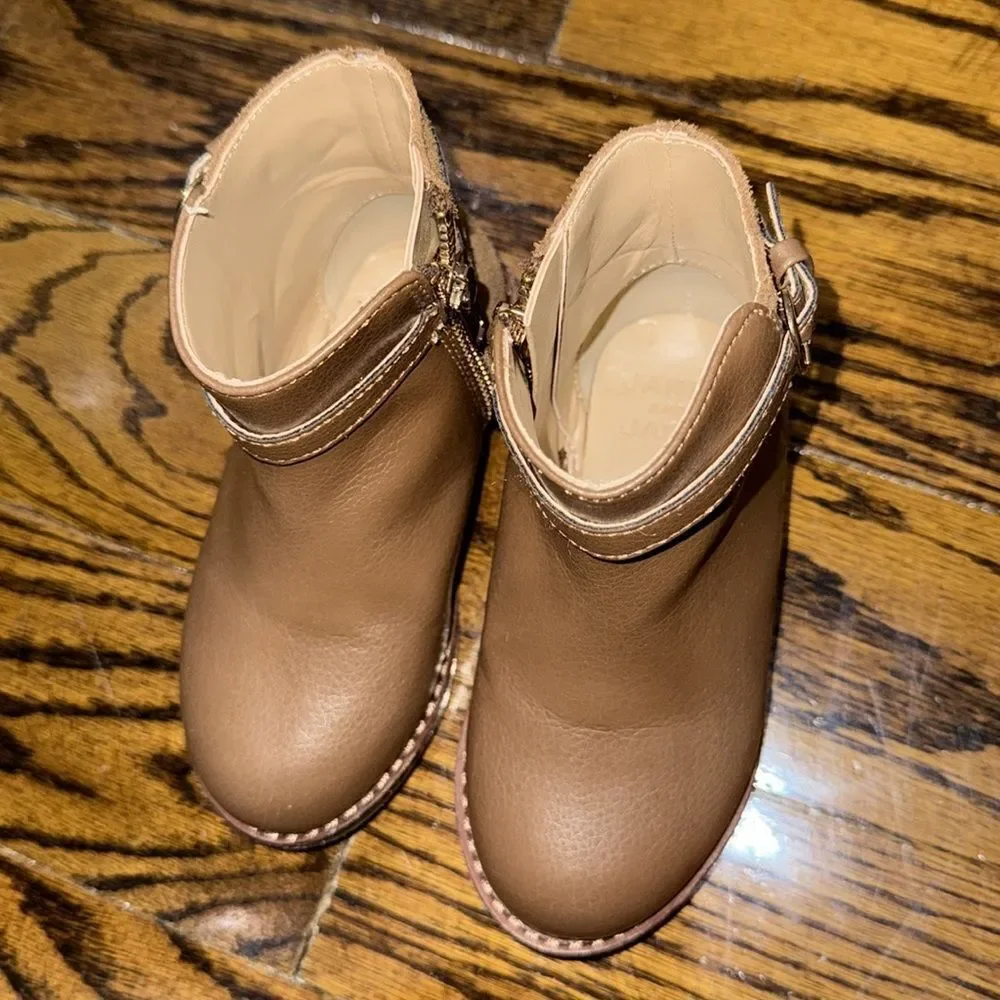 Janie and Jack Brown Leather Ankle Boots with Buckle Detail 7